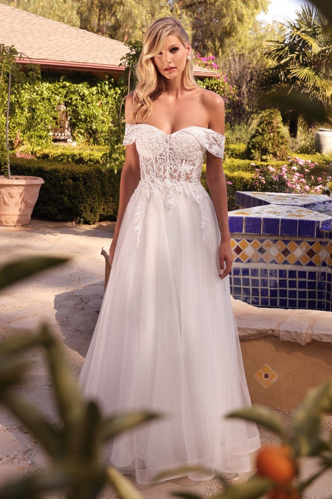 Say Yes | Lace Off the Shoulder Bridal Gown | LaDivine CD961W