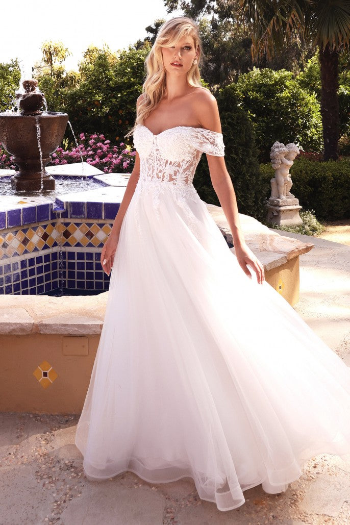 Say Yes | Lace Off the Shoulder Bridal Gown | LaDivine CD961W