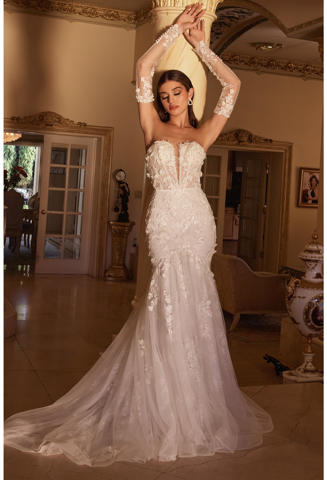 First Look | Long Sleeve Lace Bridal Gown | LaDivine CD977W