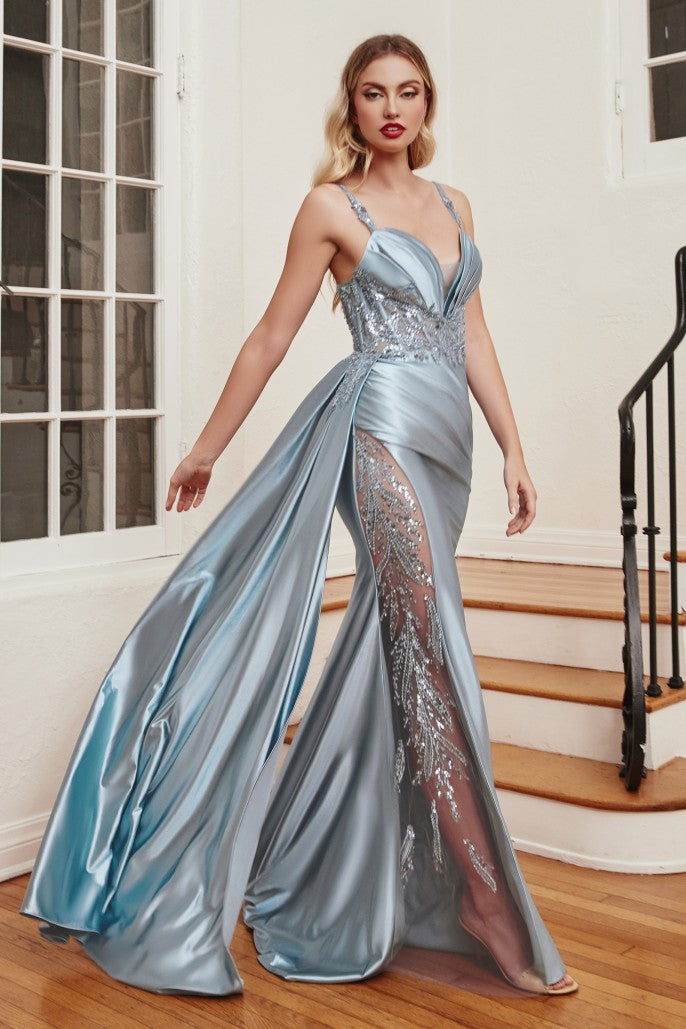 Impression | Soft Satin Fitted Gown with Sash | LaDivine CDS417