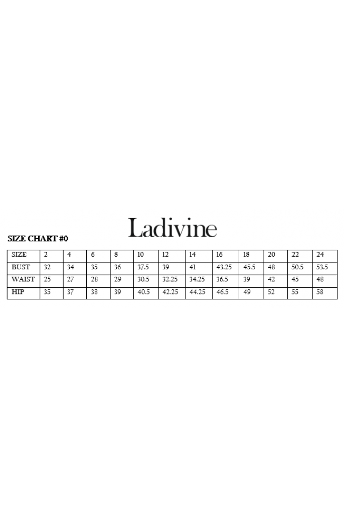 Size chart for Cinderella Divine Y025 dress