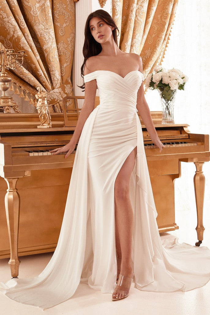 Forever & Ever | Draped Off the Shoulder Bridal Gown with Overskirt | LaDivine WN315