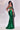 Model is posing the back of the Cinderella Divine Y025 gown in emerald 